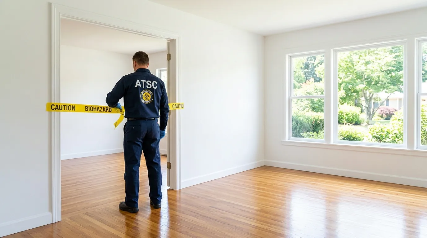 Certified biohazard cleanup crew performing Decomposition Cleanup in Montgomeryville